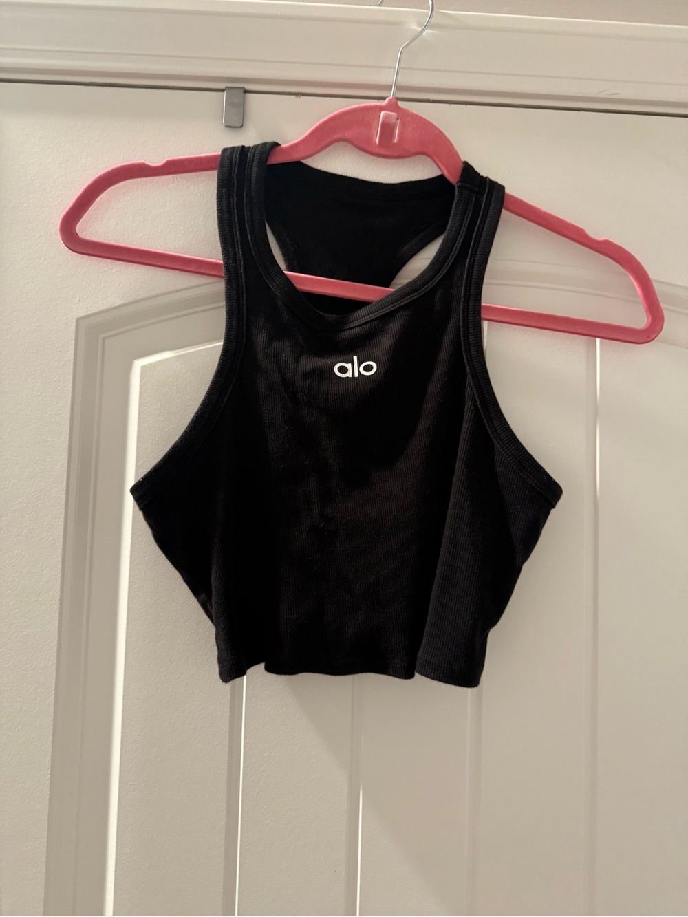 ALO Yoga Black Ribbed Racerback Crop Top